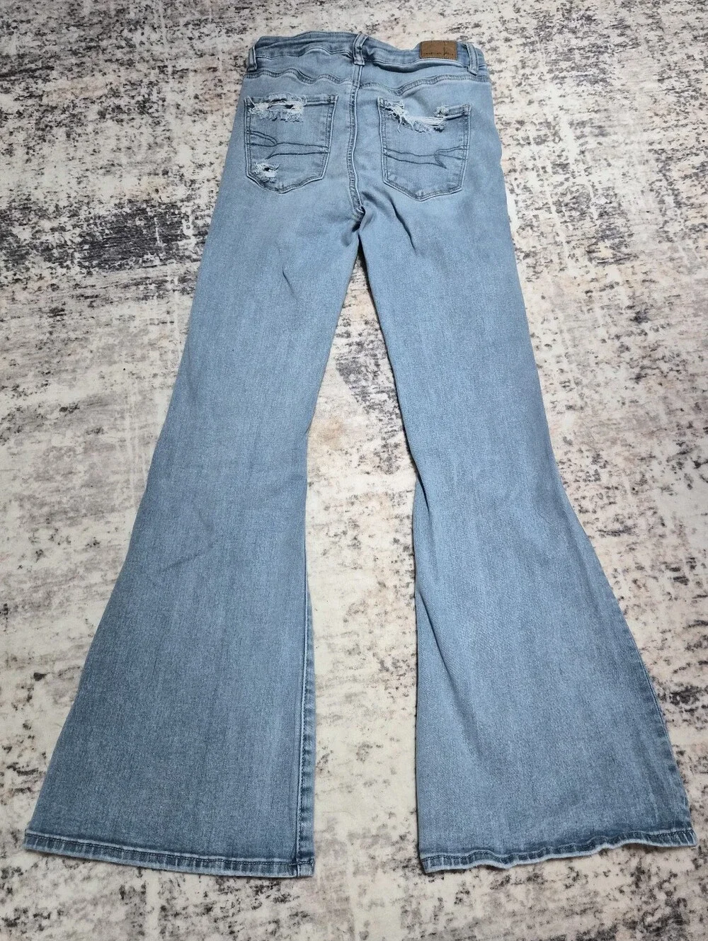 Light Blue Distressed Flared Women's Jeans American Eagle